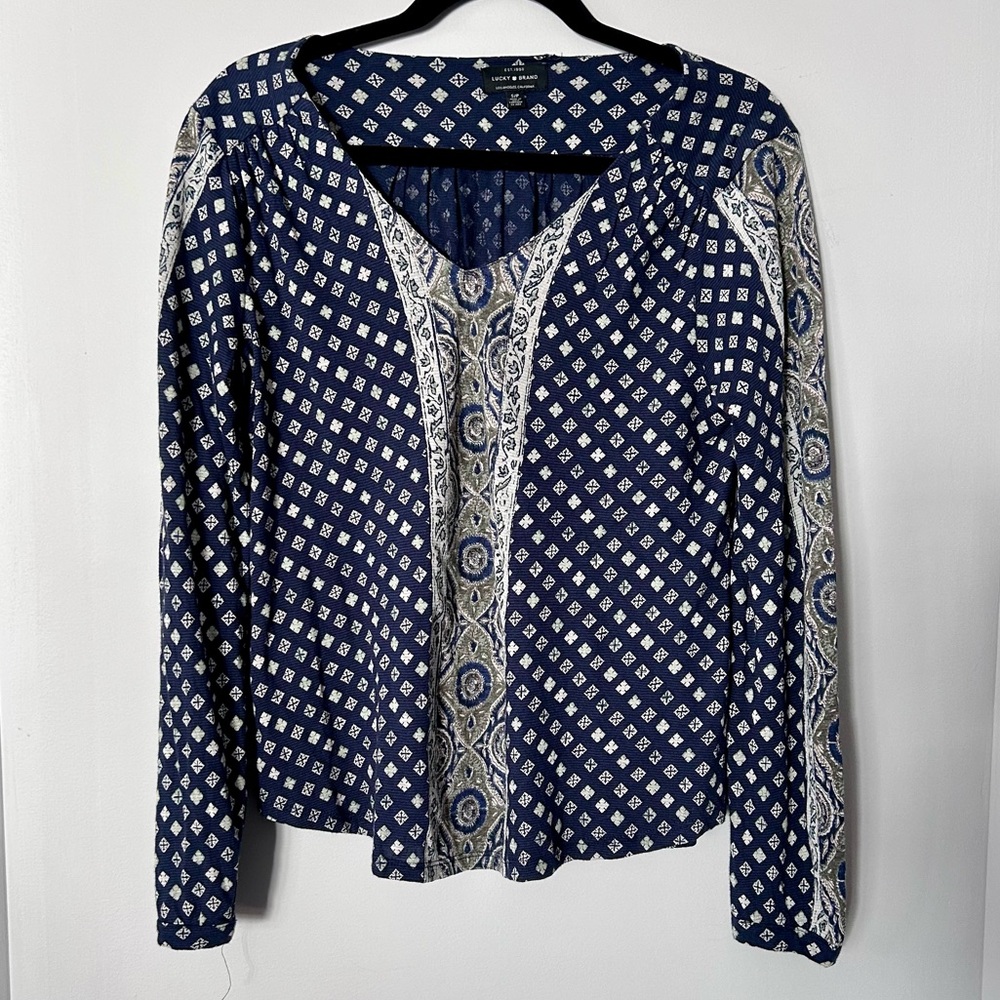 Lucky Brand Los Angeles V-neck Long Sleeve Blouse